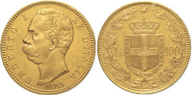 REGNO D'ITALIA - Umberto I (1800-1896) 100 Lire 1883 Roma Gig. 3 R AU Oro Gold gr. 32,27 Bei fondi lucenti