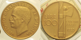 REGNO D’ITALIA Vittorio Emanuele III (1900-1943) 100 Lire 1923 Roma Gig 7 R AU Oro Gold Periziata Riccardo Rossi SPL+