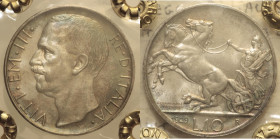 REGNO D’ITALIA Vittorio Emanuele III (1900-1943) 10 Lire 1929 due rosette Roma Gig 58a NC AG Periziata Perrone FDC 64