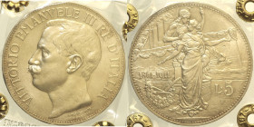 REGNO D’ITALIA Vittorio Emanuele III (1900-1943) 5 Lire 1911  Roma Gig 71 R  AG Periziata Perrone FDC 62
