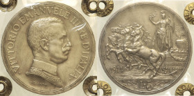 REGNO D’ITALIA Vittorio Emanuele III (1900-1943) 5 Lire 1914  Roma Gig 72 RR  AG Periziata Monetaio qSPL
