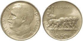 REGNO D'ITALIA - Vittorio Emanuele III (1909-1925) 50 Centesimi Leoni 1920 contorno liscio Gig. 164 NI gr 6 - sul contorno è presente una traccia di r...