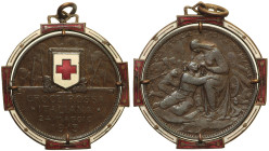 SOMALIA ITALIANA Vittorio Emanuele III (1909-1925) Moneta/Medaglia emessa in favore della Croce Rossa (10 Centesimi) 1915 In montatura d'epoca a smalt...