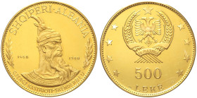 ALBANIA - Repubblica popolare ( 1944-1991) 500 Leke 1968  AU Oro Gold gr. 99,04