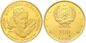 ALBANIA Repubblica popolare ( 1944-1991) 200 Leke 1968 AU Oro Gold gr.39,71
