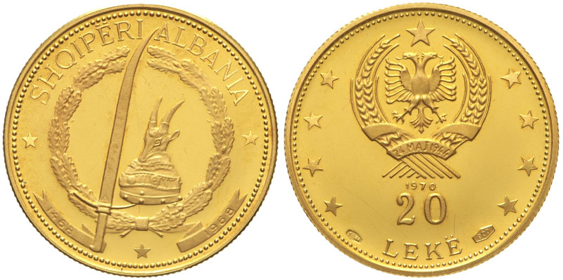 ALBANIA Repubblica popolare ( 1944-1991) 20 Leke 1970 AU Oro Gold gr. 3,99 In As...