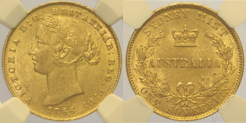 AUSTRALIA Victoria (1837-1901) Sovereign 1866 Sydney Fr 10 KM4 RAu Oro Gold In S...