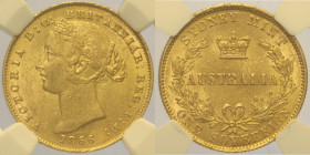 AUSTRALIA Victoria (1837-1901) Sovereign 1866 Sydney Fr 10 KM4 RAu Oro Gold In Slab NGC AU 58