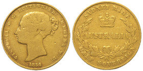 AUSTRALIA Victoria (1837-1901) Half Sovereign 1856  Sydney. KM 1; MARSH 381 R Au Oro Gold gr.3,99