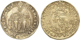 AUSTRIA - Salisburgo - Wolfgang Dietrich von Raitenau (1587-1612). Tallero San Roberto in trono con saliera e pastorale di fronte / cartiglio con stem...