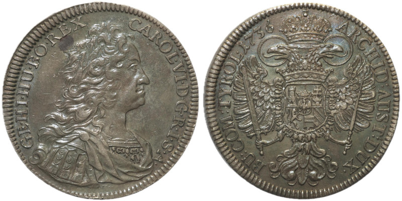 AUSTRIA - Carlo VI (1711-1740) Thaler 1736 Hall. Dav 1055. Ag gr. 28,77

Statu...