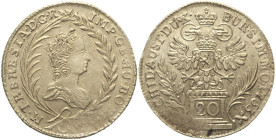 AUSTRIA - Maria Teresa (1740-1780) 20 Kreuzer 1763 Praga Herinek 929 AG gr. 6,66