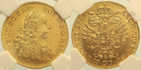 AUSTRIA - Giuseppe II (1765-1790) Ducato 1786 F Hall Fr 435 AU Oro Gold In Slab NGC MS 64 Conservazione eccezionale