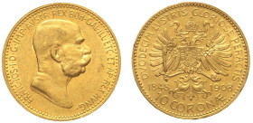 AUSTRIA - Francesco Giuseppe (1848-1916) - 10 Corone 1908 - KM 2810 AU Oro Gold gr 3,40 Moneta emessa per celebrare il 60° anniversario di Regno
