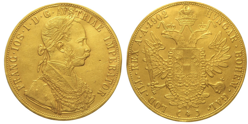 AUSTRIA - Francesco Giuseppe (1848-1916) 4 Ducati 1902 km 2276 RR AU Oro Gold gr...