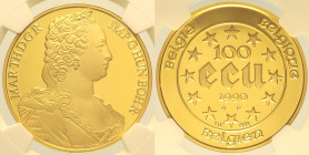BELGIO 100 Euro in Oro 1990 - Emissione di Fantasia Au Oro Gold InSlab NGC PF 69 Ultra Cameo