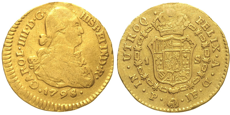 COLOMBIA - Carlo III (1759-1788) 1 Scudo 1798 P Popayan Km 56.2. AU Oro Gold gr....
