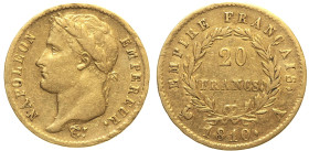 FRANCIA - Napoleone I Imperatore (1804-1814) 20 Franchi 1810 zecca Parigi Gad. 1025; Fried. 511. Au gr 6,45