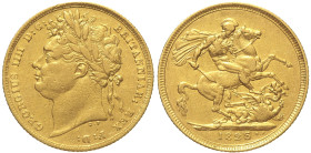 GRAN BRETAGNA Giorgio IV (1820-1830) Sovereign 1825  s-3800; Marsh 9 RRR AU Oro Gold gr 7,90