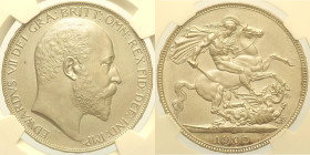 GRAN BRETAGNA - Edoardo VII (1901-1910) Crown 1902 S. 3979  AG In Slab NGC PF 64 MATTE