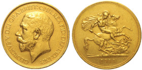 GRAN BRETAGNA - Giorgio V (1910-1936) 5 Sterline 1911 - S.3994 RR AU Oro Gold gr. 39,85 Impercettibile traccia di appiccagnolo abilmente rimosso