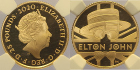 GRAN BRETAGNA - Elisabetta II (1952-2022)- 25 Pounds 2020 Elton John Au Oro Gold InSlab NGC PF 69 Ultra Cameo