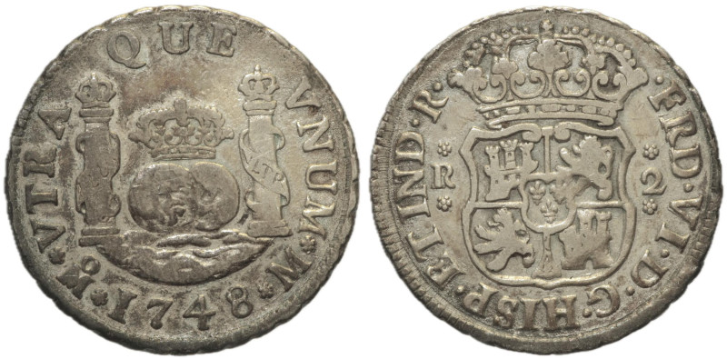MESSICO - Ferdinando VI di Spagna (1746-1759) 2 Reales 1748. KM 86.1. AG gr 6,60...