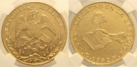 MESSICO - Guanajuato - 8 Escudos 1862 Go-YE  AU Oro Gold In Slab NGC AU53