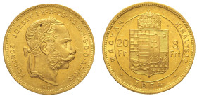 UNGHERIA Francesco Giuseppe I (1848-1916) 20 Francs/8 Fiorint 1874 KM 455.1  Au Oro Gold gr 6,44