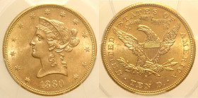 USA  Repubblica Federale (1789 - ) 10 Dollars 1880 S San Francisco AU Oro Gold In Slab PCGS MS 62