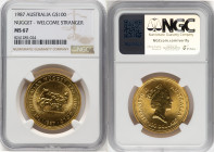 Elizabeth II gold "Australian Nugget - Welcome Stranger" 100 Dollars (1 oz) 1987 MS67 NGC, Perth mint, KM92. HID09801242017 © 2024 Heritage Auctions |...