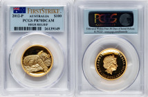 Elizabeth II gold Proof High Relief "Koala" 100 Dollars (1 oz) 2012-P PR70 Deep Cameo PCGS, Perth mint, KM1845. Mintage: 2,000. First Strike. HID09801...