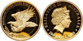 Elizabeth II gold Proof High Relief "Wedge-Tailed Eagle" 200 Dollars (2 oz) 2014-P PR70 Deep Cameo PCGS, Perth mint, KM-Unl. Label hand-signed by John...