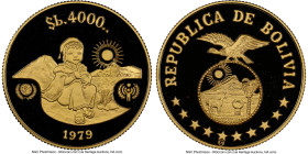 Republic gold Proof "Year of the Child" 4000 Pesos Bolivianos (1/2 oz) 1979-CHI PR70 Ultra Cameo NGC, Valcambi mint, KM199. HID09801242017 © 2024 Heri...