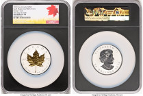 Elizabeth II gilt-silver Reverse Proof "Gold Maple Leaf - 40th Anniversary" 50 Dollars (3 oz) 2019 PR70 NGC, Royal Canadian mint, KM-Unl. Mintage: 2,0...