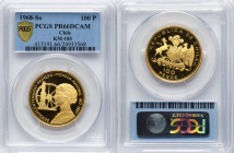 Republic gold Proof "150th Anniversary of National Coinage" 100 Pesos 1968-So PR66 Deep Cameo PCGS, Santiago mint, KM185. HID09801242017 © 2024 Herita...