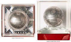 People's Republic silver "Panda Gold 35th Anniversary" Panda Sphere 2017 UNC, Shanghai mint, PAN-Unl. Mintage: 1,982. 888gm.This commemorative Limited...