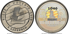 Lealana nickel-plated brass Loaded (Unredeemed) 1 Litecoin (LTC) 2013 MS67 NGC, Ahonen-pg 199. Total Issued: 2,000. Type PF. 30mm. Black address. Non-...
