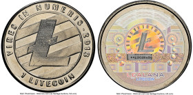Lealana nickel-plated brass Loaded (Unredeemed) 1 Litecoin (LTC) 2013 MS66 NGC, Ahonen-pg 199. Total Issued: 2,000. Type PF. 30mm. Black address. Non-...