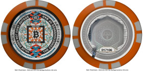 Satori plastic Loaded (Unredeemed) "Poker Chip - Orange" 0.001 Bitcoin (BTC) ND (2016) MS70 NGC, Ahonen-246. Serial #017106. (pre-fork). Firstbits: 1A...