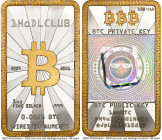 1HoDLCLUB partially gilt-silver Unloaded (Unfunded) Proof 0.0025 Bitcoin (BTC) Ingot 2021 (2022) PR69 Ultra Cameo NGC, Ahonen Unl. 50.1x29.1mm. Serial...