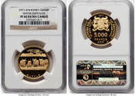Republic gold Proof "10th Anniversary of Independence" 5000 Francs 1971 PR68 Ultra Cameo NGC KM7, Fr-3. Mintage: 610. One hallmark to the right variet...