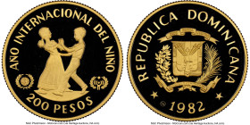 Republic gold Proof "Year of the Child" 200 Pesos 1982-CHI PR69 Ultra Cameo NGC, Valcambi mint, KM58. HID09801242017 © 2024 Heritage Auctions | All Ri...