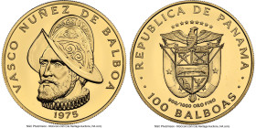 Republic gold "500th Anniversary - Birth of Vasco Nunez de Balboa" 100 Balboas 1975-FM MS69 Deep Prooflike NGC, Franklin Mint, KM41. HID09801242017 © ...