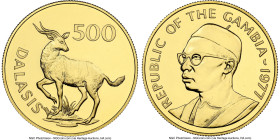 Republic gold "Sitatunga" 500 Dalasis 1977 MS68 NGC, British Royal Mint, KM19. Mintage: 699. Conservation series. Accompanied by COA. HID09801242017 ©...