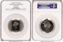 British Dependency. Elizabeth II silver Proof "Penny Black Stamp Anniversary" 5 Crowns (5 oz) 1990 Gem Proof NGC, Pobjoy mint, KM-Unl. Mintage: 5,000....