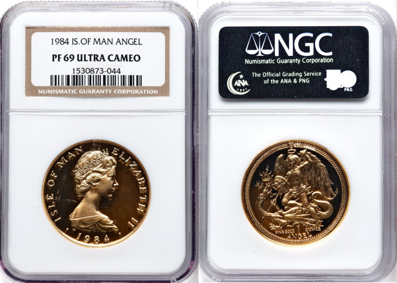 British Dependency. Elizabeth II gold Proof Angel (1 oz) 1984 PR69 Ultra Cameo N...