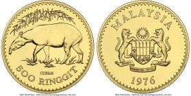 Constitutional Monarchy gold "Malayan Tapir" 500 Ringgit 1976 MS69 NGC, British Royal Mint, KM21. Mintage: 2,894. Conservation series. Accompanied by ...