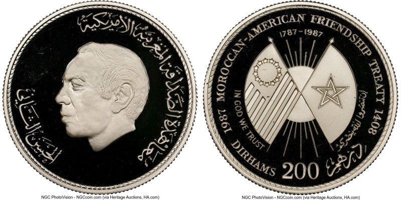 al-Hassan II silver Proof "Moroccan-American Friendship Treaty" 200 Dirhams AH 1...