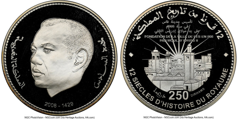 Mohammed VI silver Proof "12 Centuries of Monarchy" 250 Dirhams AH 1429 / 2008 P...